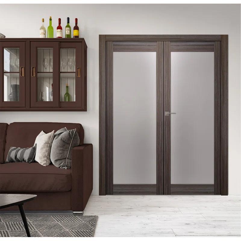 Belldinni Palladio 207 Manufactured Wood and Full Lite Frosted Glass Composite Double Prehung French Door