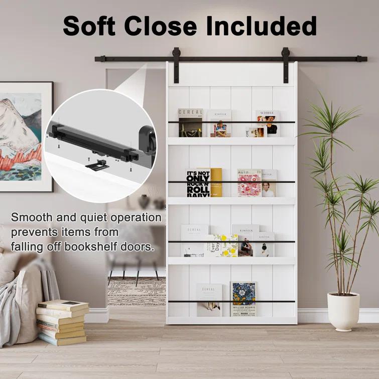 ARK DESIGN 84"H Wood and Primed Bookshelf Style Barn Door with Mounting Hardware Kit