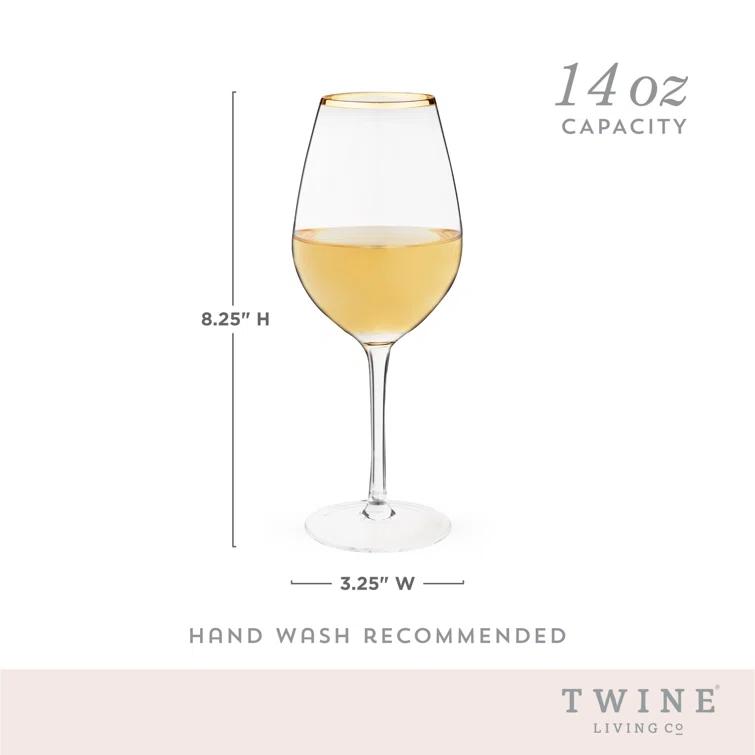 Twine Gilded Stemmed Wine Glasses (Set of 2)