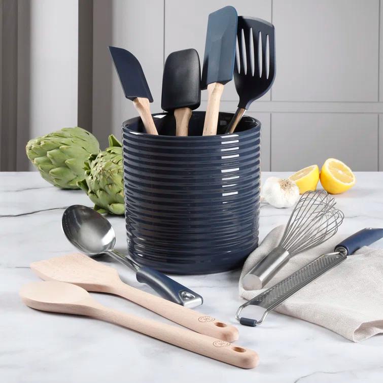 Martha Stewart Martha Stewart 10 Piece Tools and Gadget Set W/ Ceramic Crock - Navy Blue