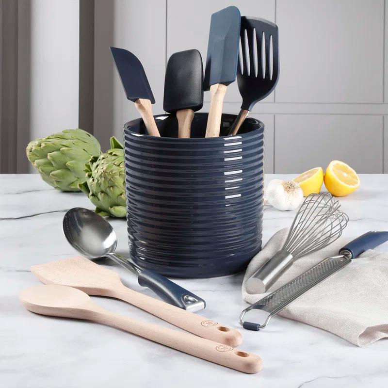 Martha Stewart Martha Stewart 10 Piece Tools and Gadget Set W/ Ceramic Crock - Navy Blue