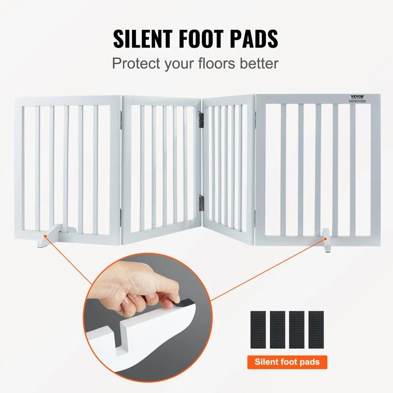 VEVOR Solid Wood Free Standing Pet Gate With Door