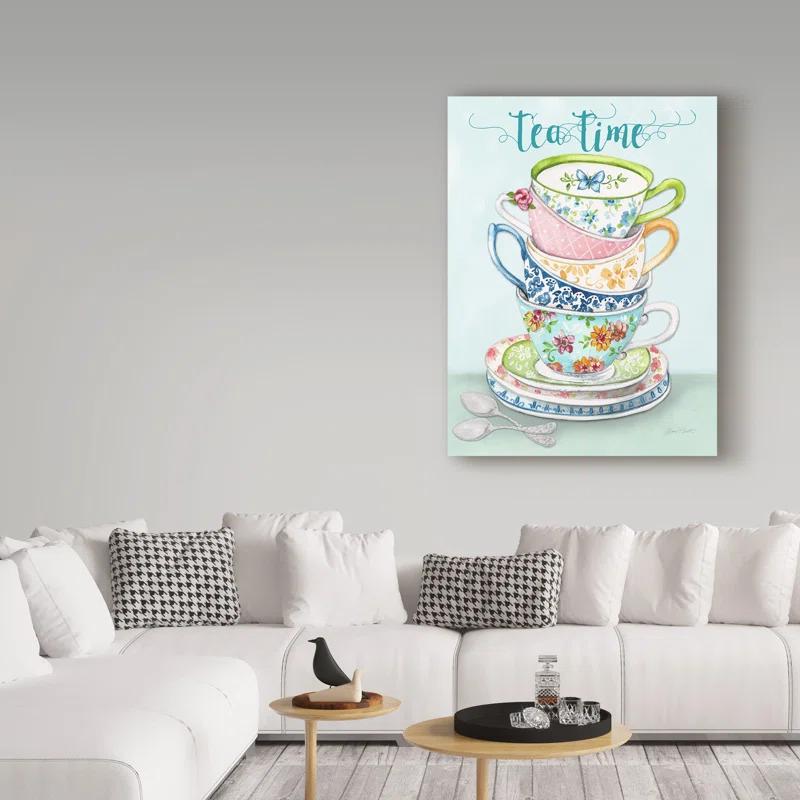 Trademark Fine Art Jean Plout " Watercolor Teacups 1 " by Jean Plout