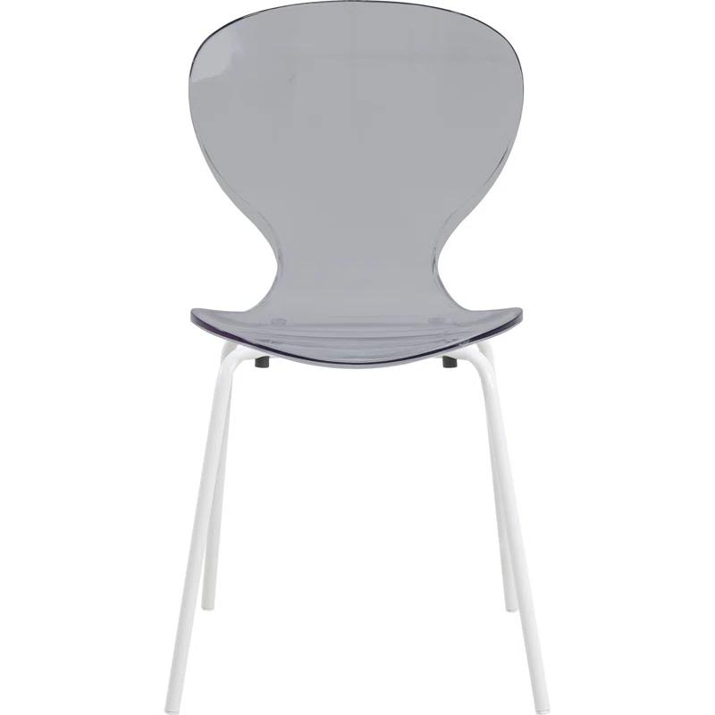 Ivy Bronx Edenfield Dining Chair with Curved Back and Waterfall Edge Seat White Powder-Coated Metal Legs