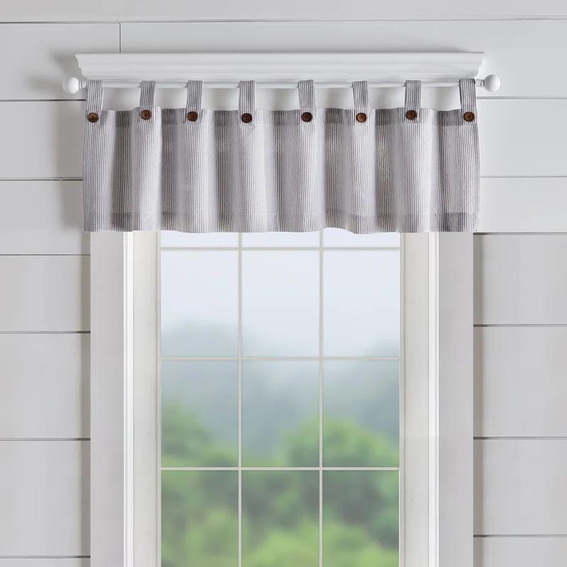 Gracie Oaks Liviana Striped Cotton Tailored 60'' W Window Valance
