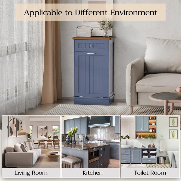 Aeloxis Havant Tilt Out Trash Cabinet 10 Gallon Wooden Free Standing (Not include trash can)