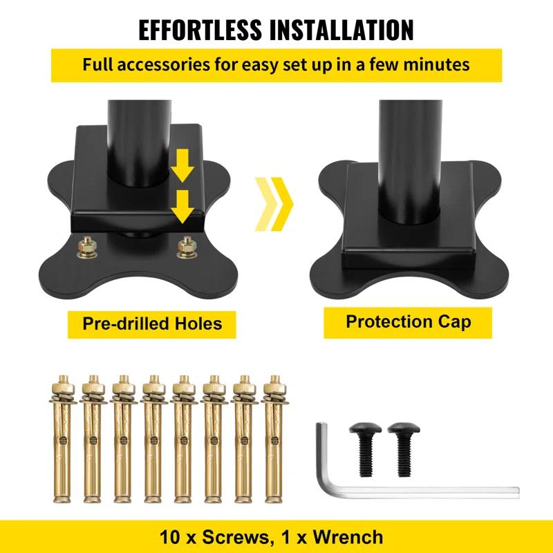 VEVOR VEVOR Outdoor Stair Railing Kit Aluminum Handrail for 3/4 Steps
