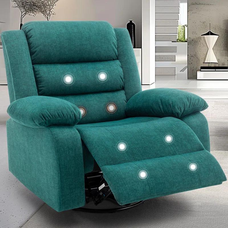 Ebern Designs Ellisse Recliner Chair, Wide Rocker Chair, Rocking Chair with Massage and Heat, 360°Swivel Rocking Chairs, Oversized Recliner for Adult