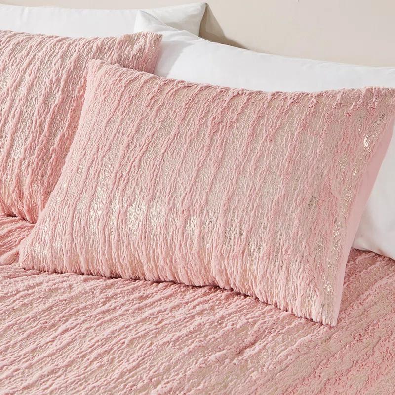 510 Design Metallic Print Faux Fur Comforter Set
