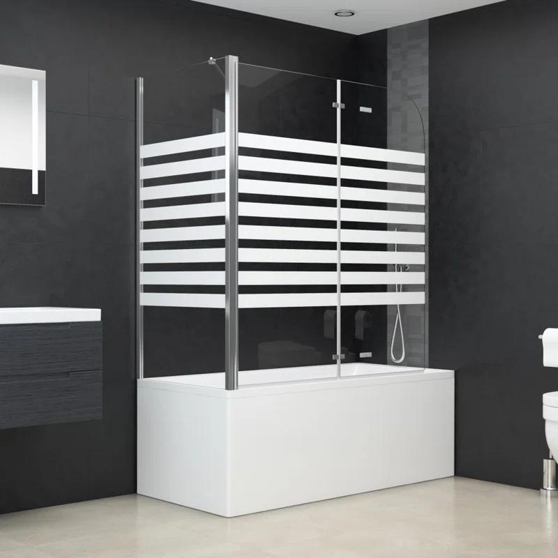 VidaXL Bathtub Shower Door Folding Bathtub Door Tub Enclosure Tempered Glass