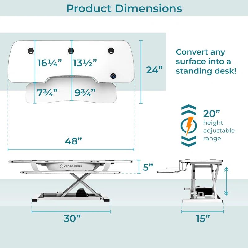 VERSADESK VersaDesk PowerPro Electric Height Adjustable Desk Converter w/ USB Charging Port