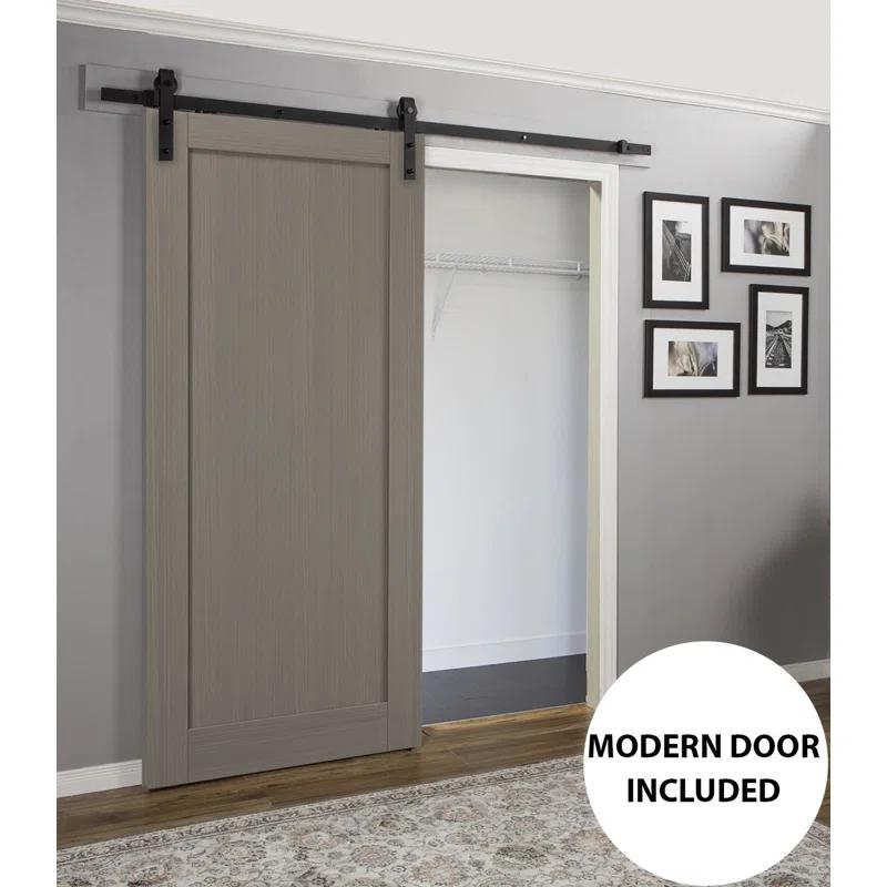 SARTODOORS Quadro Paneled Barn Door with Installation Hardware Kit