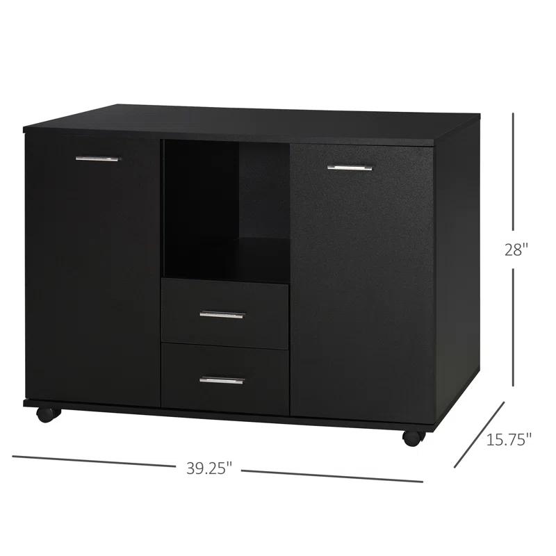 Latitude Run® Multifunction Office Filing Cabinet With 2 Drawers And 2 Shelves In Black
