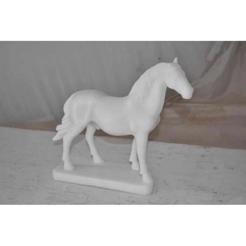 Standing Horse Made of White Marble Size: 11" x 5" x 9"H