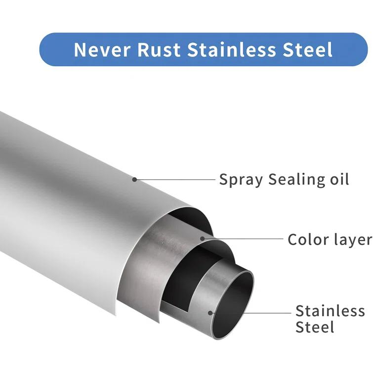 JDLiving Maxda Premium 43"- 72" Adjustable Rustproof Straight Tension Shower Curtain Rod- No Drill