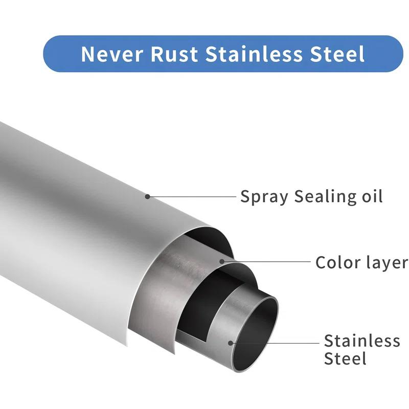 JDLiving Maxda Premium 43"- 72" Adjustable Rustproof Straight Tension Shower Curtain Rod- No Drill