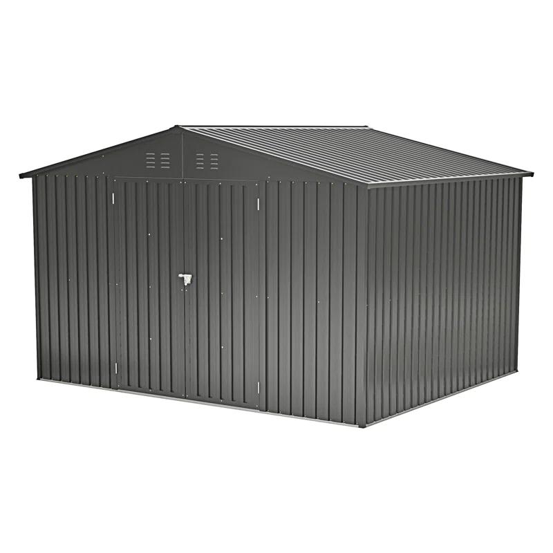Wentygam 10X8 FT Outdoor Storage Shed, All Weather Metal Sheds With Lockable Doors, Tool Shed For Garden, Patio, Backyard, Lawn, Black