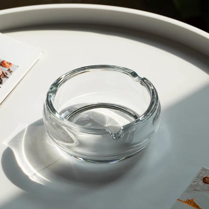 Basicwise Basicwise Elegant Glass Round Portable And Modern Ashtray - Perfect For Smokers And As A Decorative Accent For Home, Office, Porch Or Patio - Cigarette Holder For Both Indoor And Outdoor Use