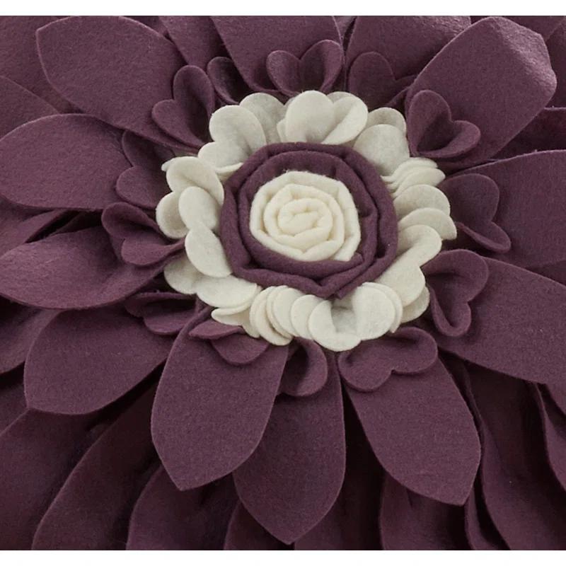 Saro Fleur De Jardin Collection Appliqued Throw Pillow