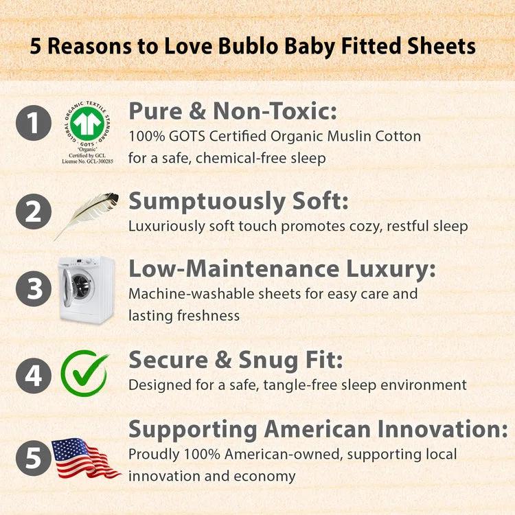 Bublo Baby Baby Muslin Bassinet Sheet Set, 3 Pack Organic Cotton Universal Fitted Bedding Cover for Oval, Hourglass & Rectangle Bassinet Mattress, Fitted Sheets Size 32 x 16 x 4 Inches