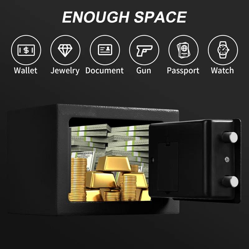 MASTER CRAFT WINDOW AND DOOR Safe Box 0.23 Cubic Feet Electronic Digital Security Box, Keypad Lock Box Cabinet Safes, Solid Alloy Steel Office Hotel Home Safe