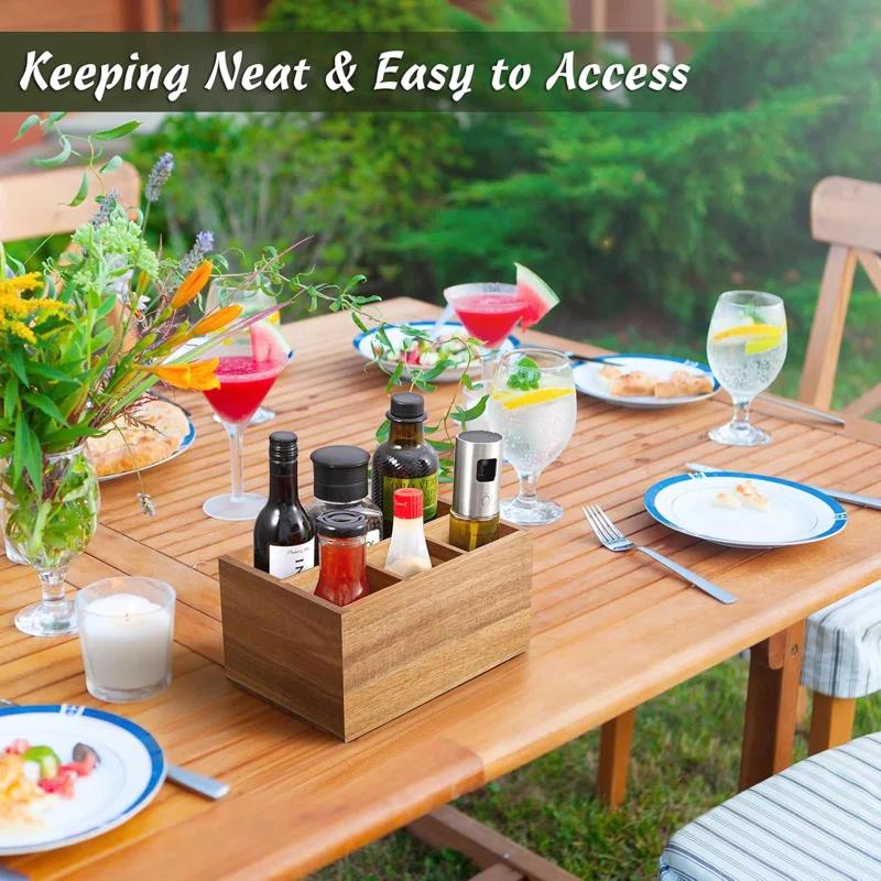 Loon Peak® Utensil Caddy, Silverware Caddy For Party, Acacia Wood Silverware Holder, Silverware Organizer Countertop, Cutlery Storage Containers For Kitchen Table