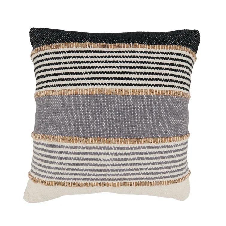 Saro Mariposa Collection Striped Cotton Blend Throw Pillow
