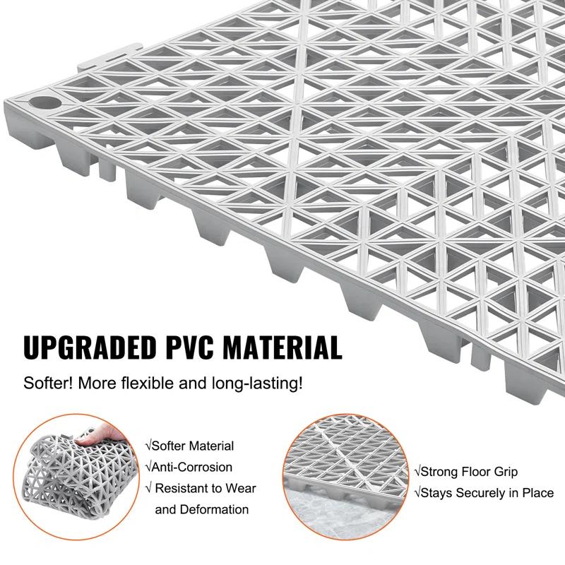VEVOR VEVOR 12" X 12" Drainage Mats In Different Colors VEVOR 12'' W x 12'' L Garage Flooring Drain Tiles (Set of 55)