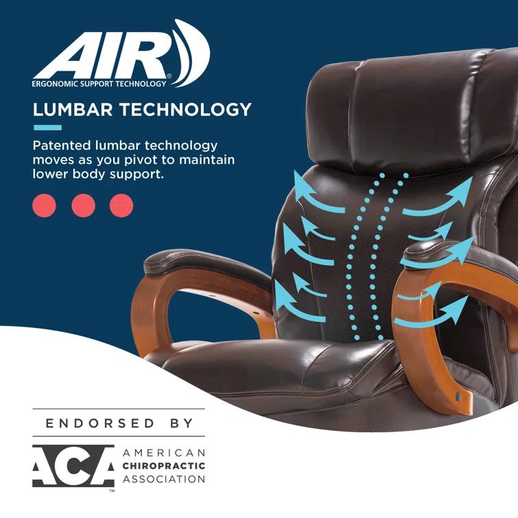 La-Z-Boy Big and Tall Trafford Executive Office Chair with AIR Ergonomic Support Technology, High Back Ergonomic Chair with Lumbar Support, Bonded Leather & Reviews | Wayfair