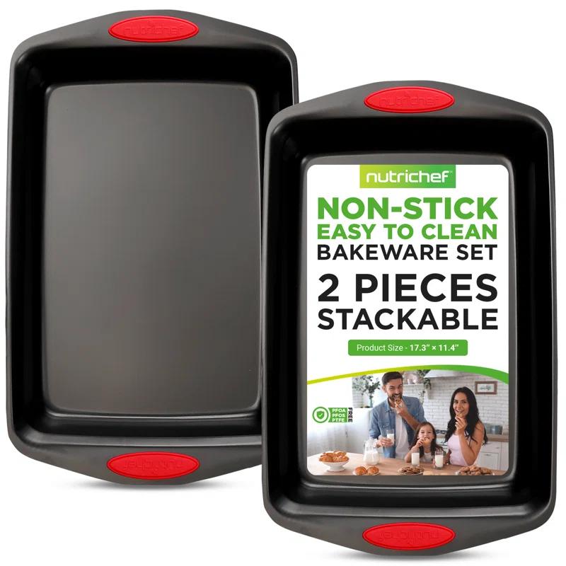 NutriChef Non-Stick Steel 2 Piece Baking Sheet Set (Set of 2)