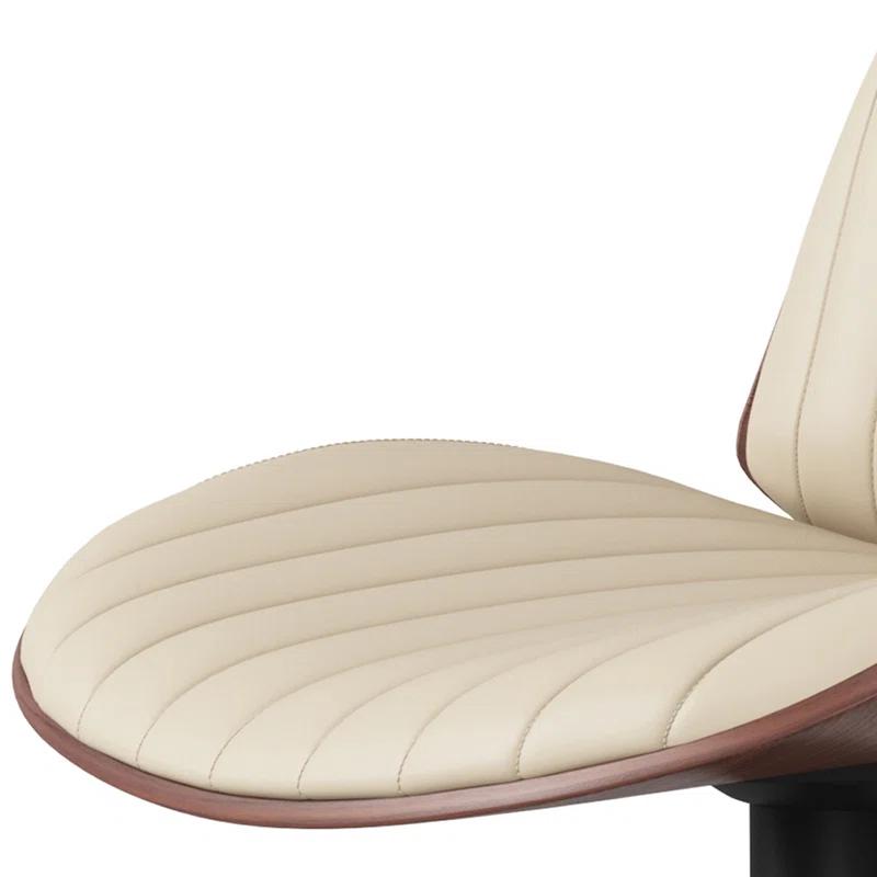 Simpli Home Goulding Adjustable Swivel Upholstered Mid-Century Modern Bar Stool with Hydraulic Lift and Footrest