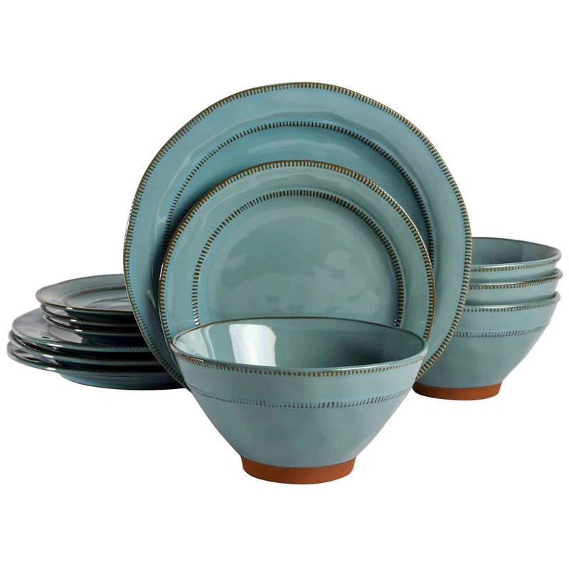 ECLANK 12 Piece Stoneware Dinnerware Set - Service for 4