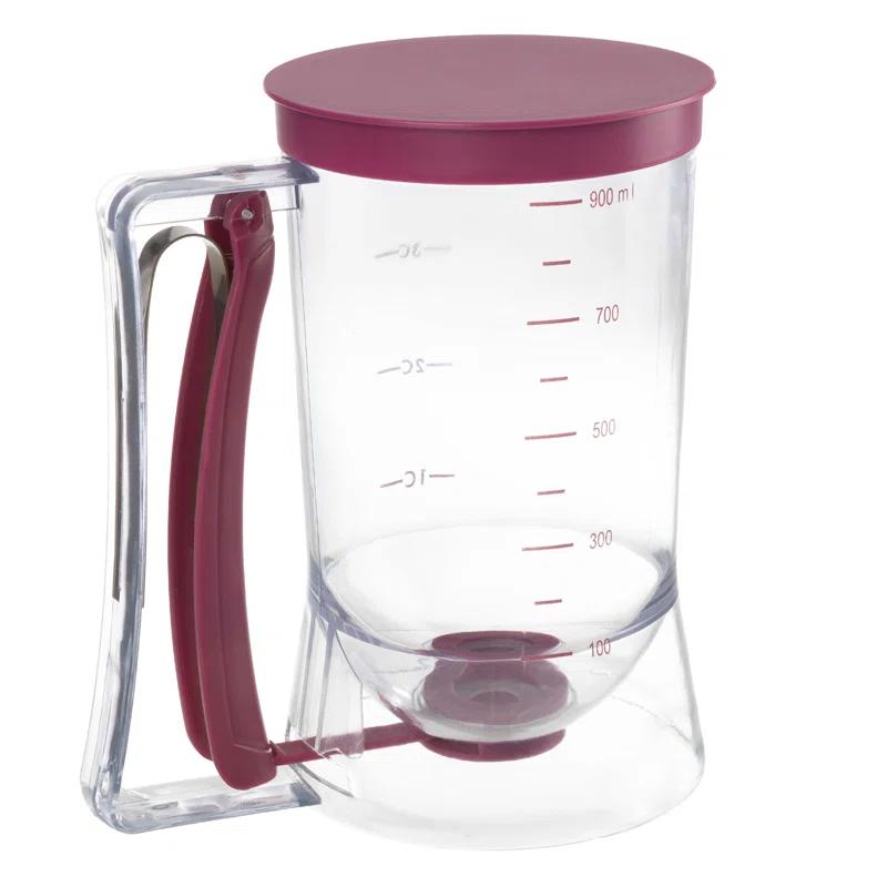 Chef Buddy Pancake Batter Dispenser - 4-Cup Batter Dispenser with Squeeze Handle for Pancakes, Waffles, Muffins, and Crepes - Baking Tools by Chef Buddy