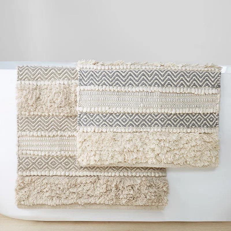 INK+IVY Asher Cotton Blend Bath Rug with Non-Slip Backing