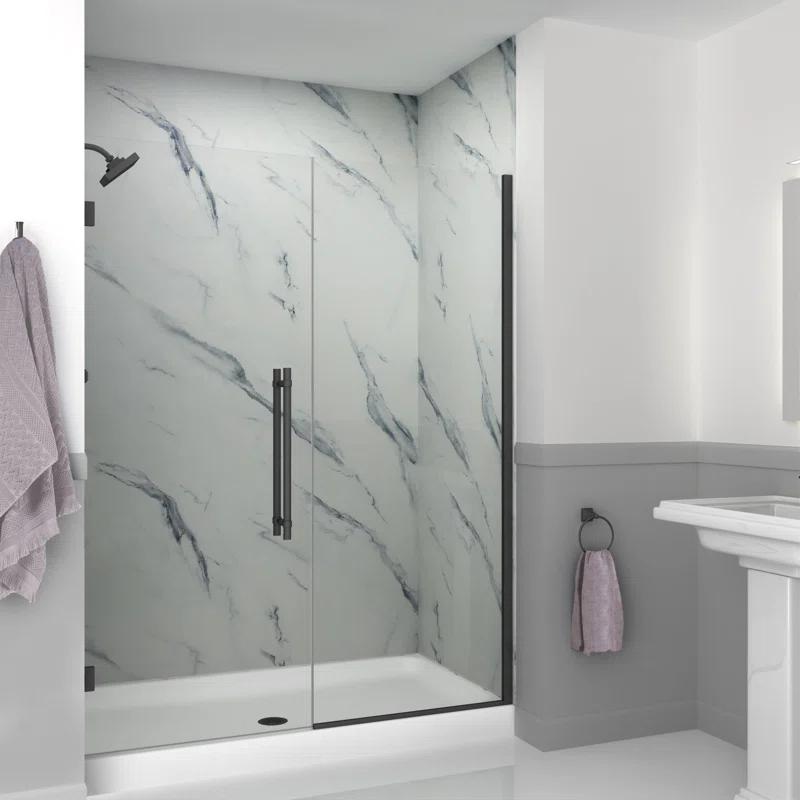 Transolid EHTB585287610C-BK-MB Transolid Elizabeth 58.5-in W x 76-in H Hinged Shower Door with Clear Glass