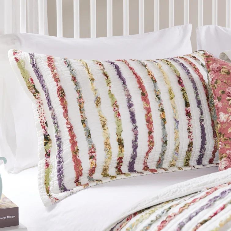 Greenland Home Fashions Bella Ruffle Cotton Modern Farmhouse Quilt Set & Reviews | Wayfair