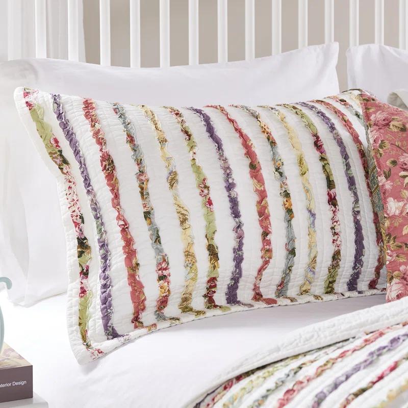 Greenland Home Fashions Bella Ruffle Cotton Modern Farmhouse Quilt Set