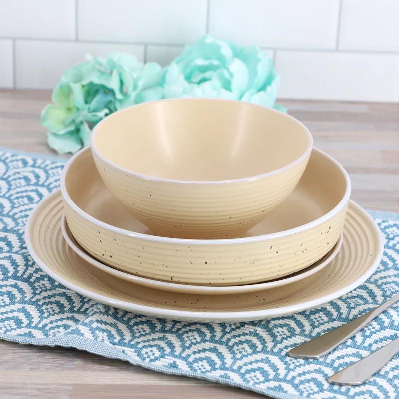 HomeStyle Entertaining HomeStyle Entertaining Emilia 16pc Assorted Double Bowl Stoneware Dinnerware Set