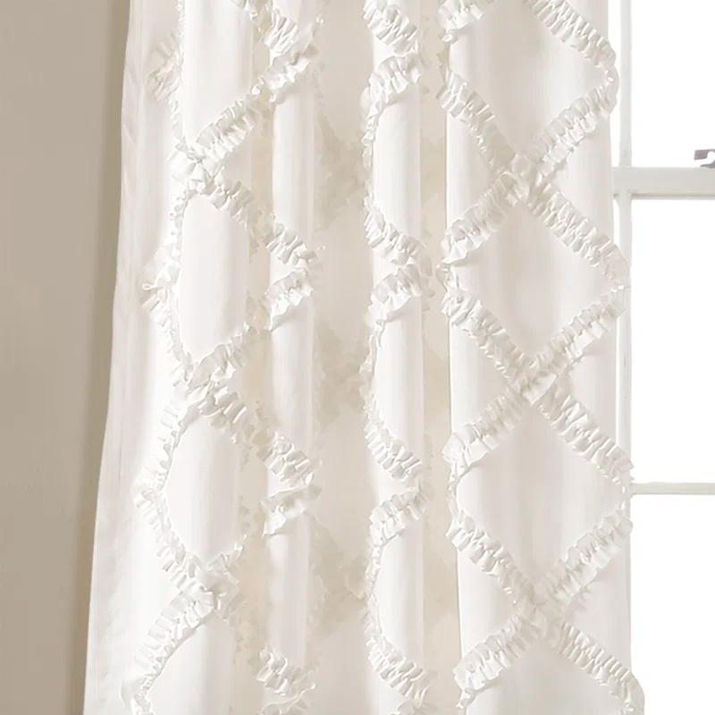 Lush Decor Ruffle Diamond Geometric Semi-Sheer Thermal Indoor Single Curtain Panel (Set of 2)