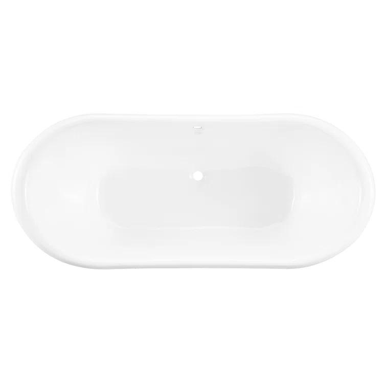 Signature Hardware Dorset 66" Cast Iron Soaking Double Slipper Freestanding Tub with Drain and Overflow 479799