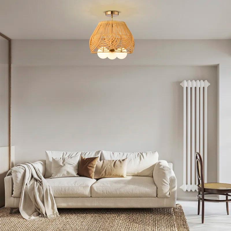 Warehouse of Tiffany Rattan Semi Flush Mount