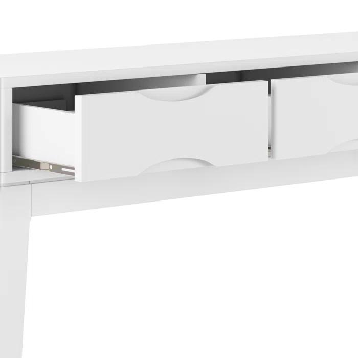 Simpli Home Harper 54"W Solid Hardwood Mid-Century Modern Storage Console Table with Drawers and Tapered Legs