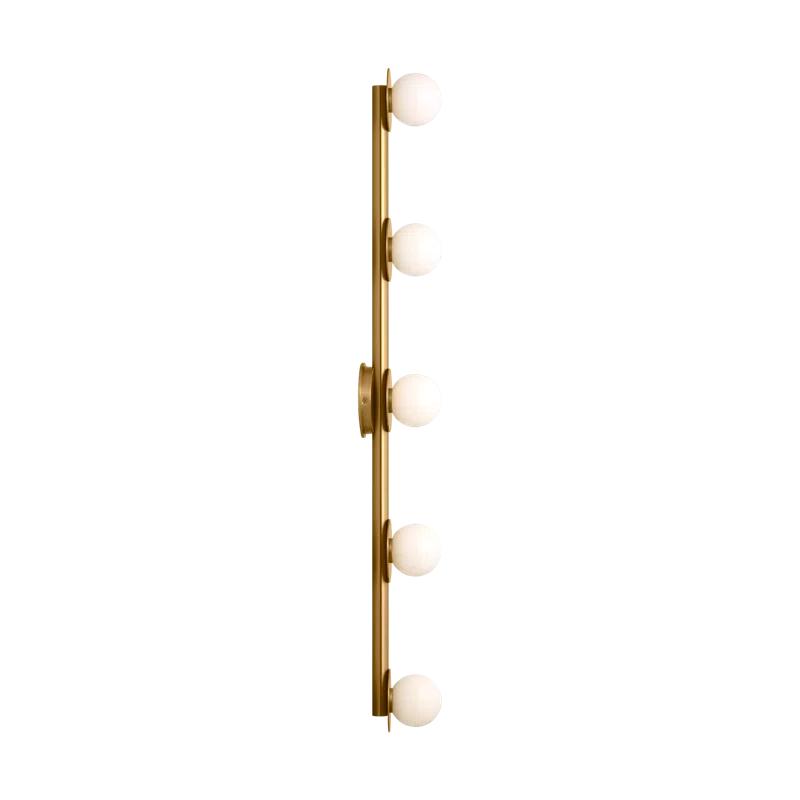 Visual Comfort Studio Nodes Contemporary 5-light Wall Bath Fixture with milk glass shades | Birch Lane