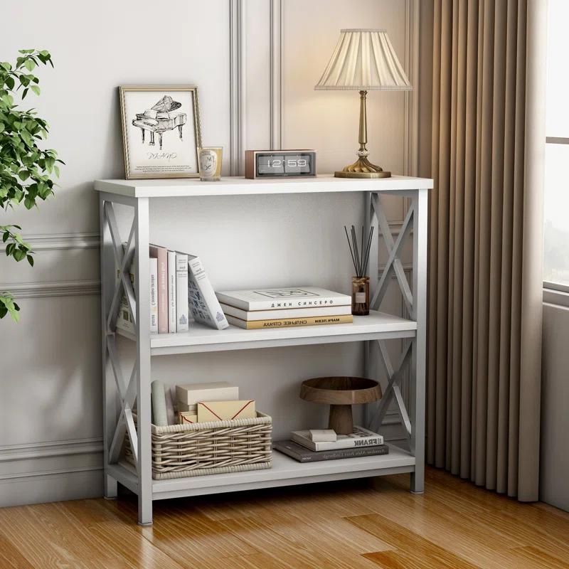 Koehn 3-Tier Bookshelf, Farmhouse Small Bookshelf for Entryway Living Room Home Office