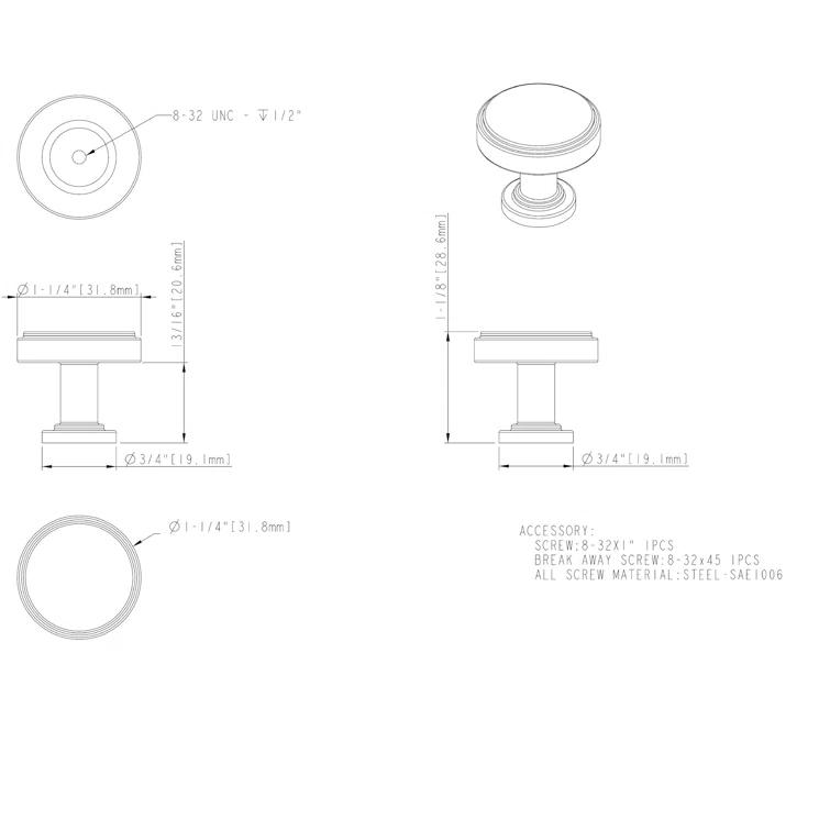 Oversized 1 3/4" Diameter Round Knob