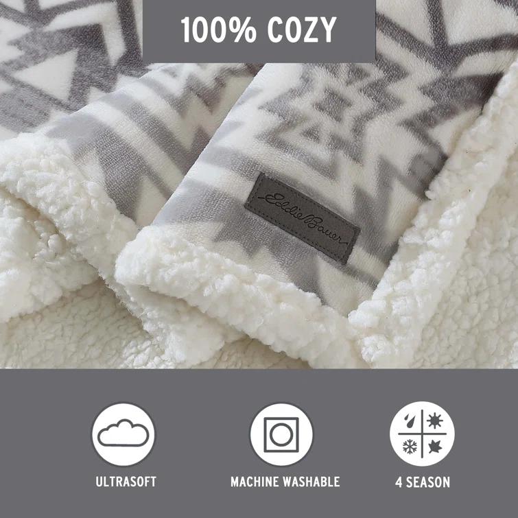 Eddie Bauer Eddie Bauer Printed Plush Fleece/Sherpa Throw Blankets