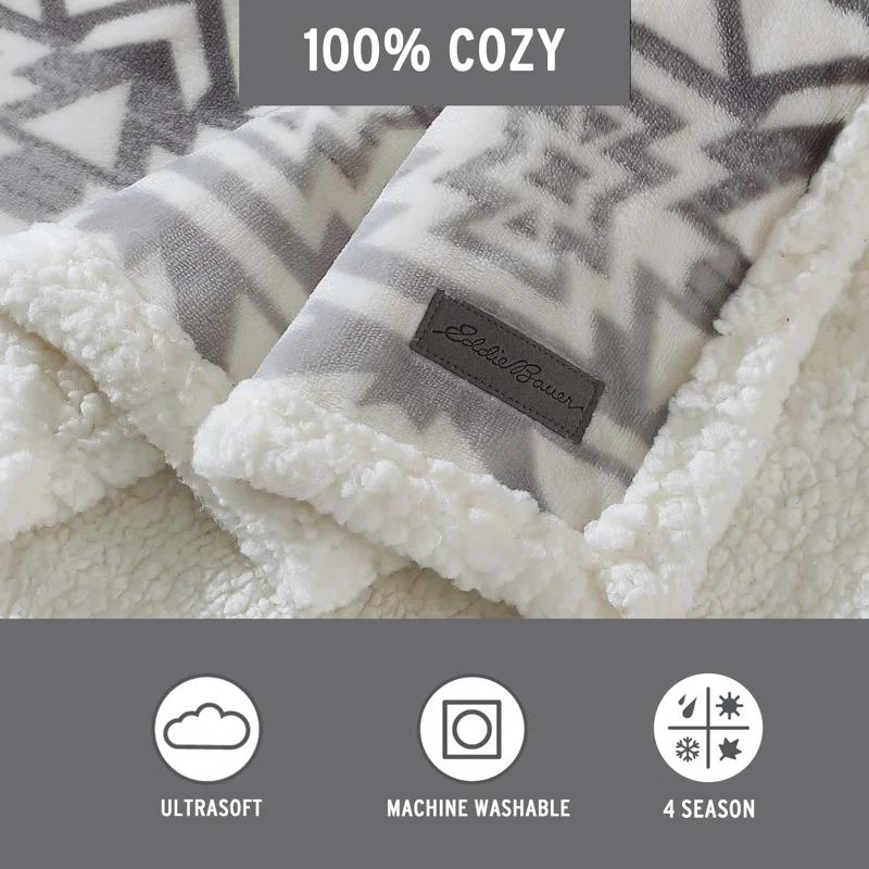 Eddie Bauer Eddie Bauer Printed Plush Fleece/Sherpa Throw Blankets