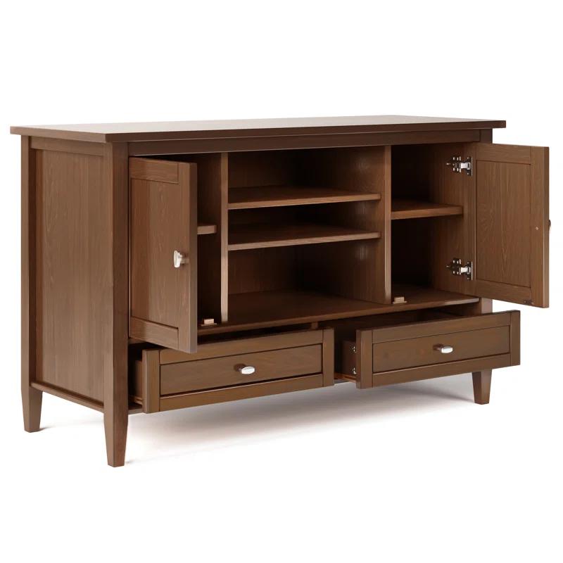 Simpli Home Warm Shaker 47"W Solid Wood TV Stand for TVs up to 55" with 2 Storage Cabinets and 2 Drawers