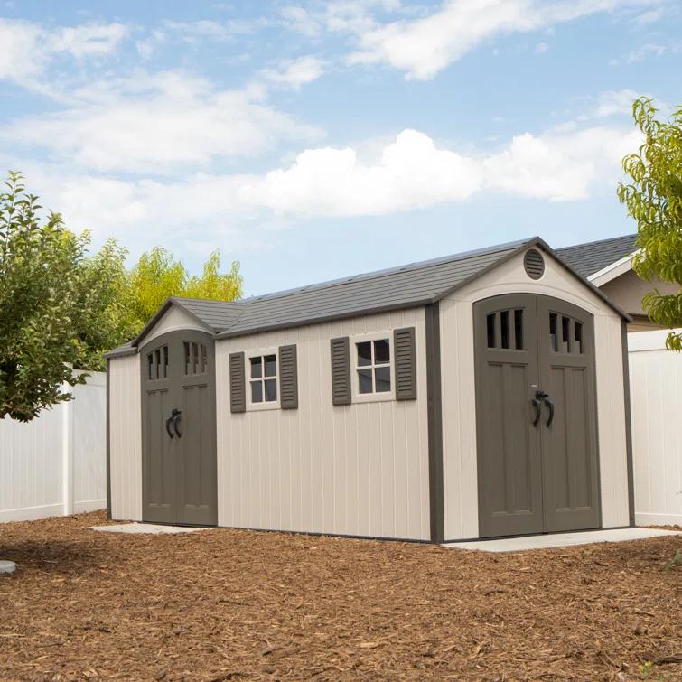 Lifetime 17.5 Ft. x 8 Ft. High-Density Polyethylene (Plastic) Steel Reinforced Outdoor Storage Shed