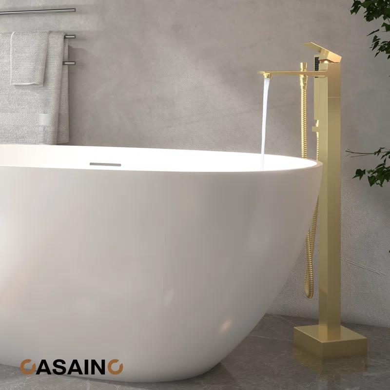 Single Handle Free Standing Bathtub Faucet with Diverter and Handshower